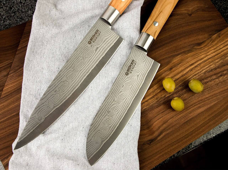 Böker Damast Olive Chefmesser Klein